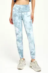 ヨガパンツ レディース 9分丈 ヨガウェア レギンス着圧 締め付け感ゼロ ハイウエスト 吸汗速乾 伸縮性 通気性 トレーニングパンツ ジム 女性 ズンバ ランニング ウォーキング サイクリングウェア フィットネスパンツ オールシーズン（クラウド）