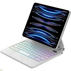 【2025新型対応】iPad Air 13インチ（M3 2025 / M2 2024）& iPad Pro 12.9 マジックキーボード タッチパッド搭載 ケース付き 磁気吸着式 日本語配列 Bluetooth接続 バックライト付き 自動スリープ 多