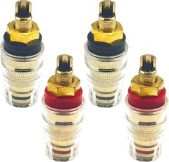 shymie スピーカーターミナル バナナプラグ対応4mm径 ターミナルリスト 端子 ハンダ アンプ ネジ径8mm 4個セット (レッド 2個 ブラック 2個)