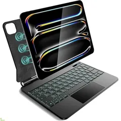 iPad Pro 11 インチ M5 2025 & M4 2024 モデル用 磁気キーボードケース 軽量JIS日本語配列～磁気装着・マルチジェスチャートラックパッド・7 色バックライト・ショートカットキー・自動スリープ/起動機能付き～ ブラック a