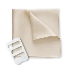 [Tonbobo] ポケットチーフ シルク 絹 100% 16匁 メンズ ハンカチ 無地 高級光沢 大判 35×35cm 挿すだけ 簡単便利 型崩れ防止 結婚式 パーティー 冠婚葬祭 舞台衣装 豊富なバリエーション【ホルダーと折り方ガイド付き】 1