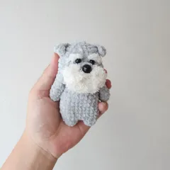 【受注製作】あみぐるみケース(シュナウザー ラメグレー)