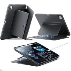 ESR iPad Pro 11インチ ケース（M5/M4、2025/2024）対応 ペン収納 耐衝撃 縦横スタンド 自動ウェイク/スリープ Pencil Pro/USB-C対応 マルチアングルケース Flipシリーズ ブラック a