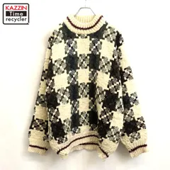 80s vintage 総柄 エクアドル ウール ニットセーター メンズ XLサイズ相当 ビッグサイズ オーバーサイズ