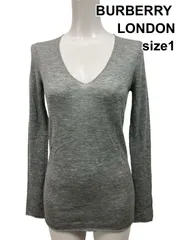 ■ バーバリーロンドン BURBERRY LONDON セーター トップス ニット 長袖 Vネック グレー カシミア100% 1 S 7号 レディース T5Y000