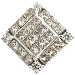 ペンダントトップ K18WG ダイヤモンド ホワイトゴールド Au750 18K 18金 ペンダントヘッド ミステリーセッティングダイヤ スクエア キューブ 【中古】