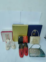 和装小物セット 5点 バッグ3点 草履2足 錦織 革 金色 赤 黒 伊勢丹 昭和レトロ 着物 フォーマル