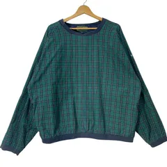 KARTEL チェック柄 ナイロンプルオーバー プルオーバー ライトアウター ワンポイント刺繡 オーバーサイズ ビッグシルエット XLサイズ グリーン ネイビー