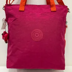 5466　KIPLING キプリング　2way　ショルダーバッグ　トートバッグ　ピンク　オレンジ　レディース　軽量　無地　シンプル　カジュアル　チャーム付き　モンキー　ゴリラ
