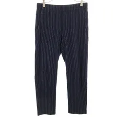 N.HOOLYWOOD エヌハリウッド 日本製 ストライプ柄 イージー ウールパンツ 36 ネイビー ミスターハリウッド メンズ 古着