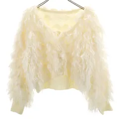 SNIDEL スナイデル 長袖 ボリューム フリンジ カーディガン F ホワイト ニット レディース 古着