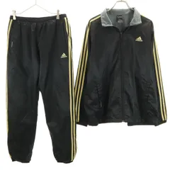 adidas アディダス ウインドブレーカー 上下 セットアップ O/L ブラック ジャケット 裏トリコット メンズ 古着