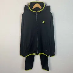Champion チャンピオン ジャージセットアップ ロゴ刺繍 ブラック Oサイズ メンズ 古着 スポーツMIX　ストリート