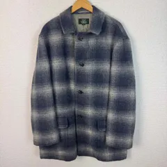 NEW YORKER ニューヨーカー ウールコート 総柄 チェック ネイビー LARGEサイズ メンズ 古着 アメカジ