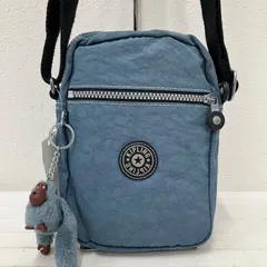 5465　KIPLING キプリング　ショルダーバッグ　小さめ　ミニ　ブルー　青　水色　ライトブルー　チャーム付き　モンキー　ゴリラ　レディース　無地　シンプル　カジュアル
