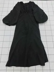 ◇ ⊆ NICE CLAUP パフスリーブワンピース ブラック系 Fサイズ レディース E  【1508250038198】