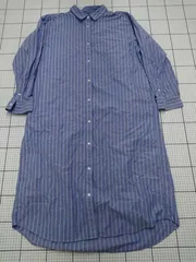 ◇ ⊂ 無印良品 シャツワンピース ブルー系ストライプ XXL レディース E  【1508250038525】