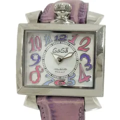 GaGa MILANO 腕時計 ナポレオーネ クオーツ SS レザー ホワイトシェル