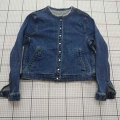 ◇ ⊇ BOUNCY BOND バウンシーバンド カジュアル 切りっぱなし風 長袖 デニムジャケット サイズL ブルー系 レディース E  【1508260020541】