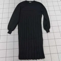 ◇ ⊆ ideul_ ニット 長袖 ロング丈 ワンピース サイズF ブラック系 レディース E  【1509100022671】