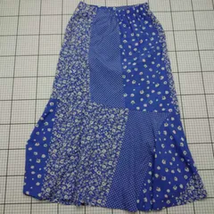 ◇ ⊂ le coeur blanc ルクールブラン 花柄 ドット柄 総柄 ロング マーメイド スカート サイズ38 ブルー系 レディース E  【1509100025719】