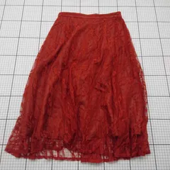 ◇ ⊂ ナノユニバース 柄入り 膝丈 ギャザー スカート サイズF レッド系 レディース E  【1509190012446】