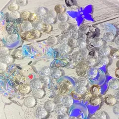 ネイル デコ パーツ 50g  量り売り B品  ポチャッコ ブルー系 蓄光