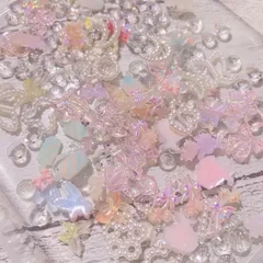 ネイル デコ パーツ 50g 量り売り B品 バレエコア リボン ユメかわ ピンク ホワイト 系 蓄光