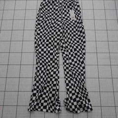 ◇ ⊂ WEGO ウィゴー チェック柄 カジュアル ポンチセンタープレスフレアパンツ サイズM ブラック系 レディース E  【1509190034387】