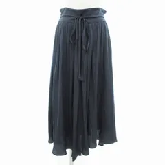 ナノユニバース nano universe イレヘムサテンギャザースカート フレア イージー ロング マキシ リボン F 紺 ネイビー NL81SK1060EF /GV