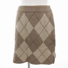 アプレジュール apres jour フレアタイトスカート ニット チェック柄 イージー ゴムウエスト F 茶 ブラウン /FT