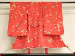 平和屋着物[]七五三　女の子　３歳　祝着　三つ身　鈴　金彩　正絹　逸品　AAAW7069ja