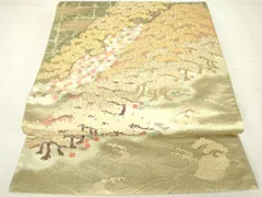 平和屋着物▼六通柄袋帯　唐織　花松文　金糸　正絹　逸品　DAAX3611az