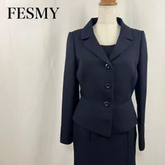 FESMY　9　ネイビー　紺色　タキヒョー　上下セット　セットアップ　タイトスカート　ラメ　スリット袖　タイトスカート　オープンカラージャケット　スカートスーツ 3815