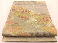 袋帯 衣桁に着物 花模様 焦茶色 O-5623 - メルカリ