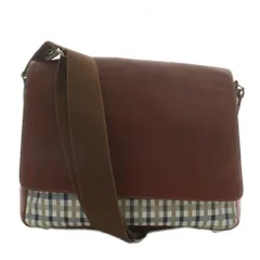 アクアスキュータム AQUASCUTUM ショルダーバッグ レザー チェック柄 マグネット 茶色 ブラウン /XZ ■GY18