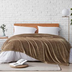 Hansleep 毛布 ダブル 冬用 ブランケット 大きめ 180x200cm 大判 マイクロファイバー 柔らかく肌触り フランネル 洗える 軽量 静電防止 四季適用 (180x200,キャメル) 1