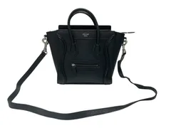 極美品 CELINE セリーヌ Luggage ラゲージ マイクロショッパー 2WAY ハンドバッグ ショルダーバッグ レザー ブラック 189793DRU 中古 4b007185