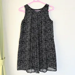 アニエスベーアンファン agnes b. ENFANT プリーツワンピース ノースリーブ ブラック 総柄 黒 星 春夏 サイズ不明