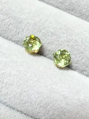 宝石質グリーンアパタイトAAA ラウンドファセットピアス（5mm・サージカルステンレス） K18メッキ