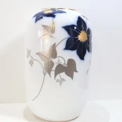 大倉陶園 クレマチス 金彩 鉄線 花柄 前田一馬 K.Maeda 花瓶 花入 華道 陶器 白 青 28cmのサムネイル