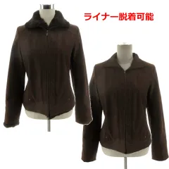 アトリエサブ ATELIER SAB 中綿ラビットファーライナー付き ジャケット 01-28-4127 ジップアップ コットン混 ブラウン 茶 40