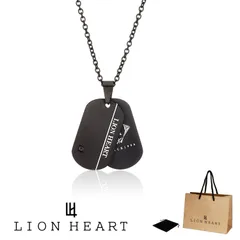 ネックレス ライオンハート LION HEART ペンダント ネックレス LHMN009 LHMN009N サージカル ステンレス ダブル プレート ドッグタグ モチーフ メンズ ブラック 男性 ギフト プレゼント おすすめ 誕生日 お祝い 新品 正規品