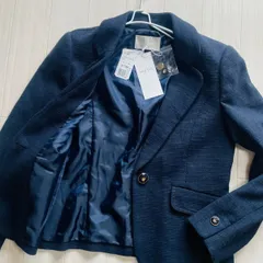 新品 エニスィス テーラードジャケット コットン 定価1.7万 無地 長袖 秋冬～通年 レディース M相当 ダークネイビー系 G0100