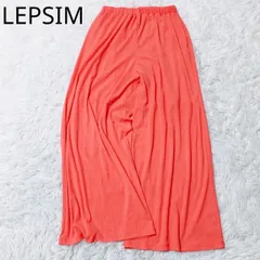 レプシィム　ワイドパンツ　ウエストゴム　ドローストリング　リブ　軽量　カジュアル　シンプル　華やか　オレンジ系　Fサイズ