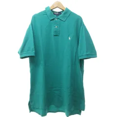 ポロ バイ ラルフローレン Polo by Ralph Lauren 90s ヴィンテージ ポロシャツ カットソー 鹿の子 ロゴ刺繡 USA製 ターコイズブルー 青系 Ⅿサイズ IBO57