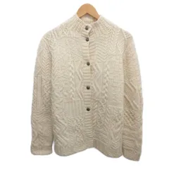 ローレンラルフローレン LAUREN RALPH LAUREN カーディガン スタンドカラー ニットジャケット 厚手 ローゲージ ケーブル S アイボリー ☆AA★ ■MET2のサムネイル