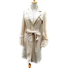 ピンキー&ダイアン ピンダイ PINKY&DIANNE トレンチコート スプリングコート ロング丈 無地 リボンベルト付き 38 ライトベージュ /SY13 ■MO