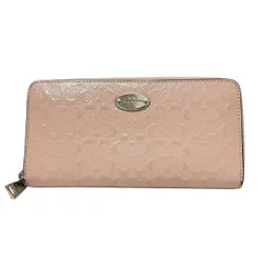 COACH(コーチ) 長財布 シグネチャー柄 F53126 ピンクベージュ レザー