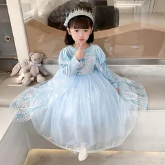 プリンセスドレス エルサ ドレス プリンセス 子供 仮装 長袖 ワンピース 子供用 コスプレ衣装 なりきり コス 子供ドレス クリスマス 子供服
